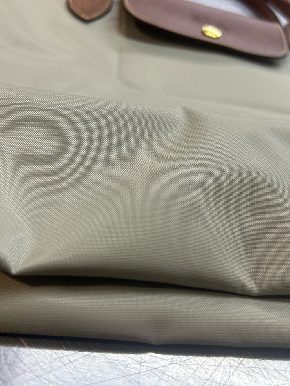 Longchamp Tote in Light Gray with Brown Leather Trim(L Size) - Picture 2 of 5